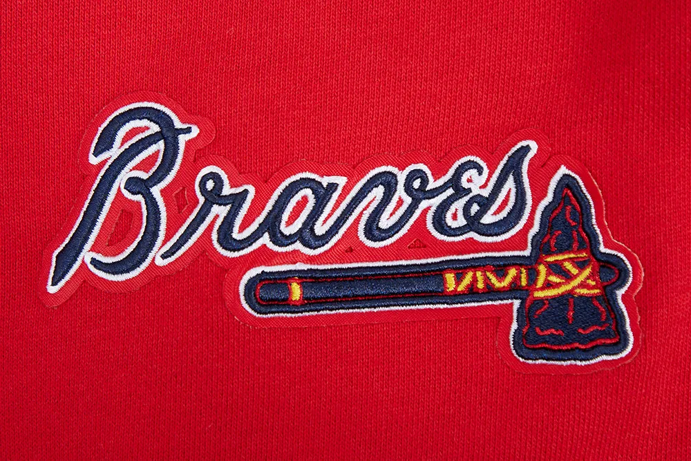 MLB ATLANTA BRAVES SCRIPT TAIL MEN'S RIB FLC PO HOODIE (RED/MIDNIGHT NAVY/RED)