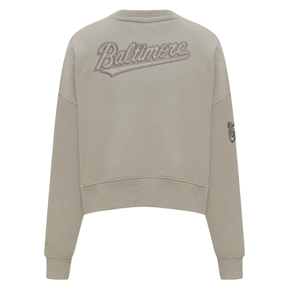 MLB BALTIMORE ORIOLES NEUTRAL WOMEN'S CREWNECK (TAUPE)